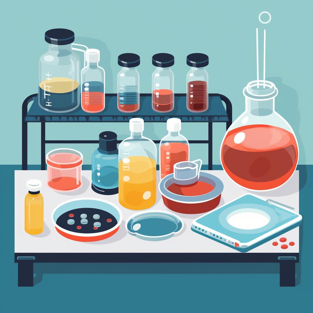 Materials required for the experiment arranged on a table